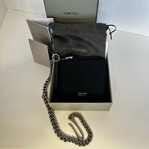 Tom Ford Dark Blue Wallet with Silver Chain